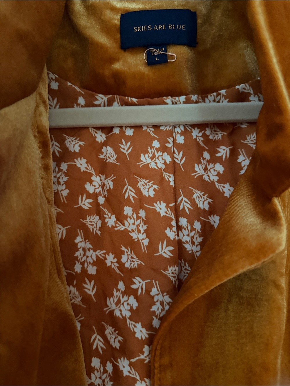 Skies Are Blue Velvet Open-Front Jacket in Rust Orange - Picture 6 of 8